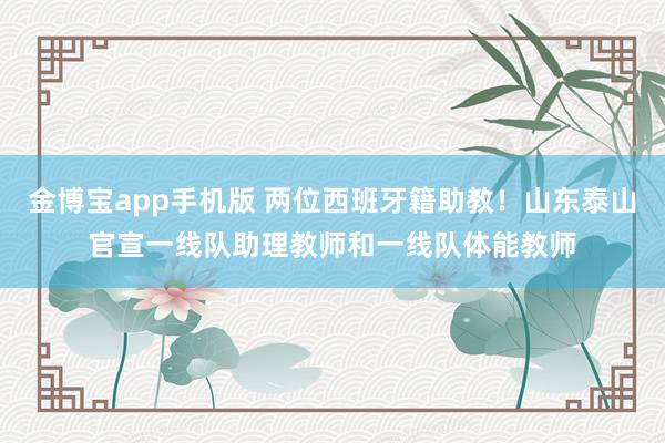 金博宝app手机版 两位西班牙籍助教!山东泰山官宣一线队助理教师和一线队体能教师