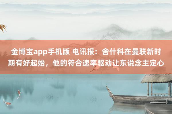 金博宝app手机版 电讯报：舍什科在曼联新时期有好起始，他的符合速率驱动让东说念主定心