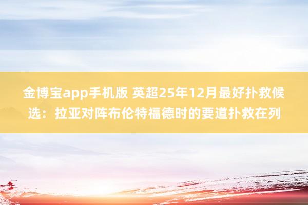 金博宝app手机版 英超25年12月最好扑救候选：拉亚对阵布伦特福德时的要道扑救在列