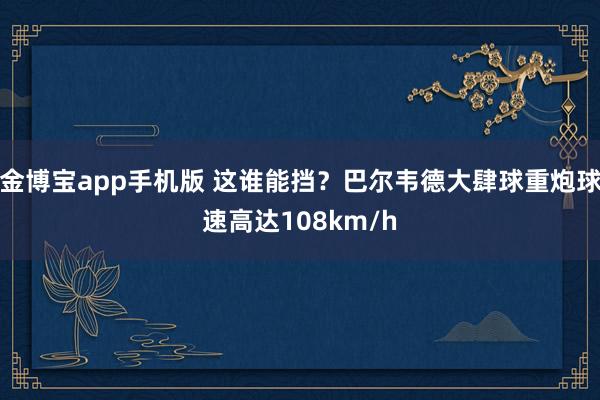 金博宝app手机版 这谁能挡？巴尔韦德大肆球重炮球速高达108km/h