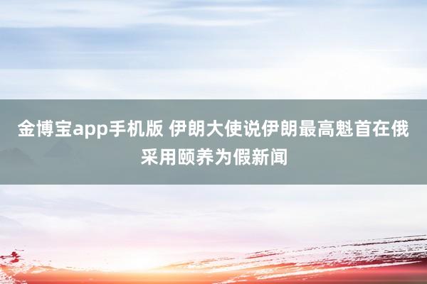 金博宝app手机版 伊朗大使说伊朗最高魁首在俄采用颐养为假新闻