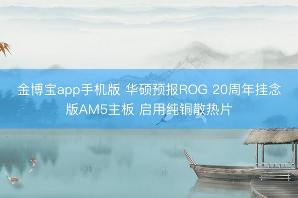 金博宝app手机版 华硕预报ROG 20周年挂念版AM5主板 启用纯铜散热片