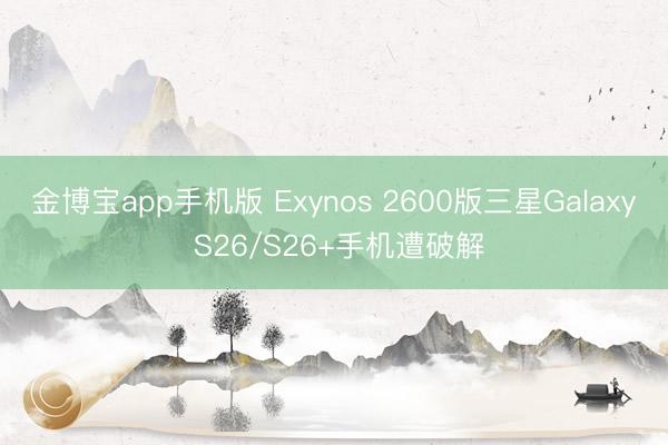 金博宝app手机版 Exynos 2600版三星Galaxy S26/S26+手机遭破解