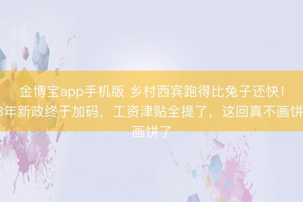金博宝app手机版 乡村西宾跑得比兔子还快！33年新政终于加码，工资津贴全提了，这回真不画饼了