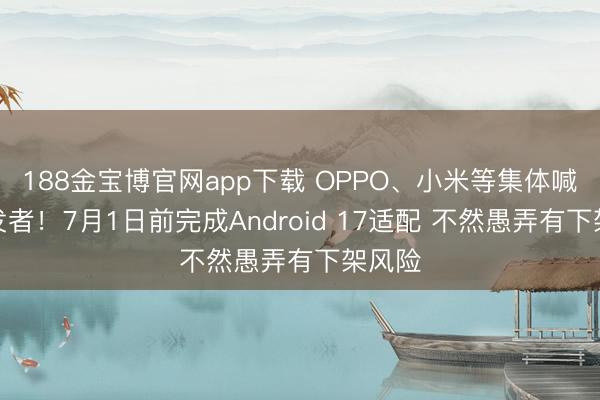 188金宝博官网app下载 OPPO、小米等集体喊话开发者！7月1日前完成Android 17适配 不然愚弄有下架风险