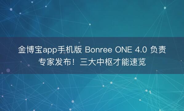 金博宝app手机版 Bonree ONE 4.0 负责专家发布！三大中枢才能速览