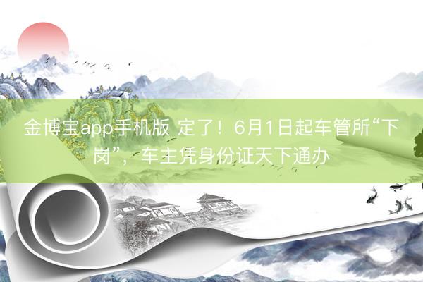 金博宝app手机版 定了！6月1日起车管所“下岗”，车主凭身份证天下通办