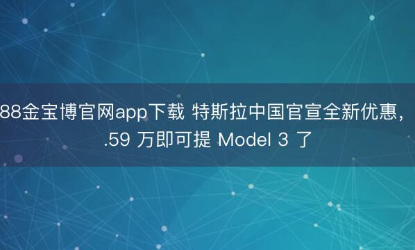 188金宝博官网app下载 特斯拉中国官宣全新优惠，5.59 万即可提 Model 3 了