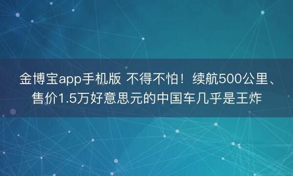 金博宝app手机版 不得不怕！续航500公里、售价1.5万好意思元的中国车几乎是王炸