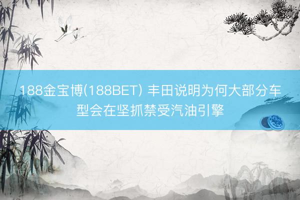 188金宝博(188BET) 丰田说明为何大部分车型会在坚抓禁受汽油引擎