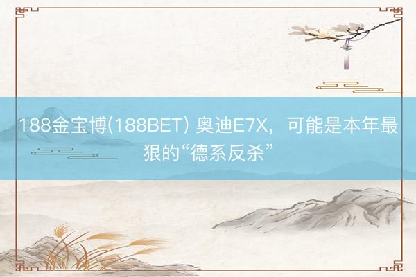 188金宝博(188BET) 奥迪E7X，可能是本年最狠的“德系反杀”