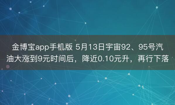 金博宝app手机版 5月13日宇宙92、95号汽油大涨到9元时间后，降近0.10元升，再行下落