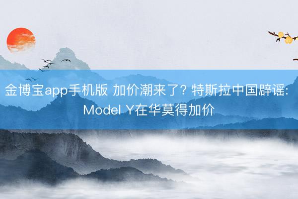 金博宝app手机版 加价潮来了? 特斯拉中国辟谣: Model Y在华莫得加价