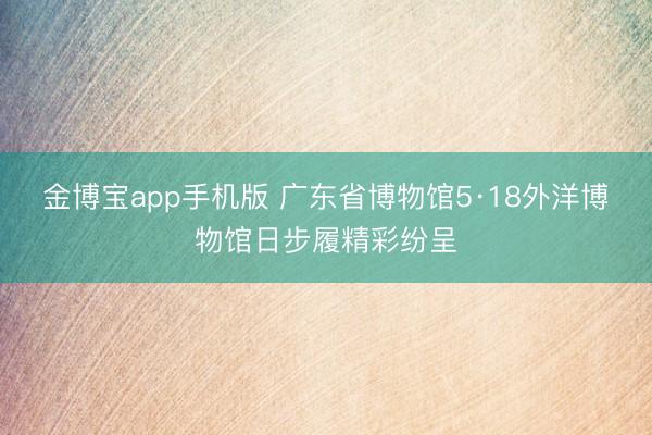 金博宝app手机版 广东省博物馆5·18外洋博物馆日步履精彩纷呈