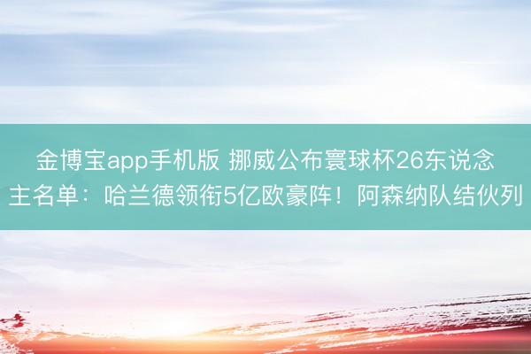 金博宝app手机版 挪威公布寰球杯26东说念主名单：哈兰德领衔5亿欧豪阵！阿森纳队结伙列