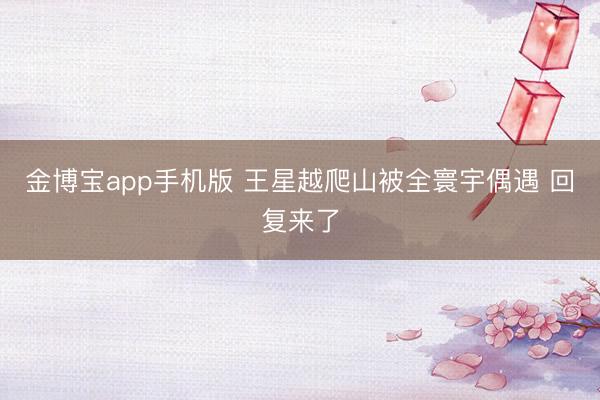 金博宝app手机版 王星越爬山被全寰宇偶遇 回复来了