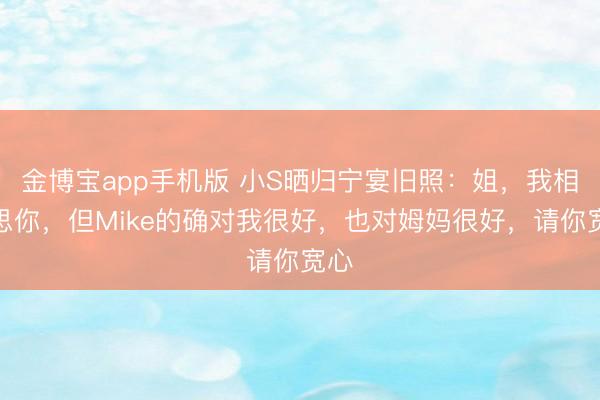 金博宝app手机版 小S晒归宁宴旧照:姐,我相配思你,但Mike的确对我很好,也对姆妈很好,请你宽心