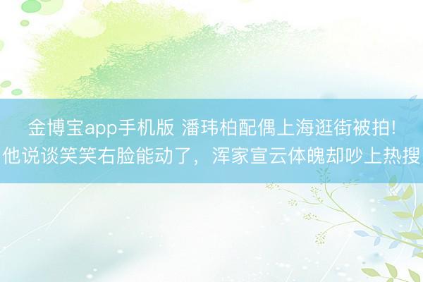 金博宝app手机版 潘玮柏配偶上海逛街被拍!他说谈笑笑右脸能动了，浑家宣云体魄却吵上热搜