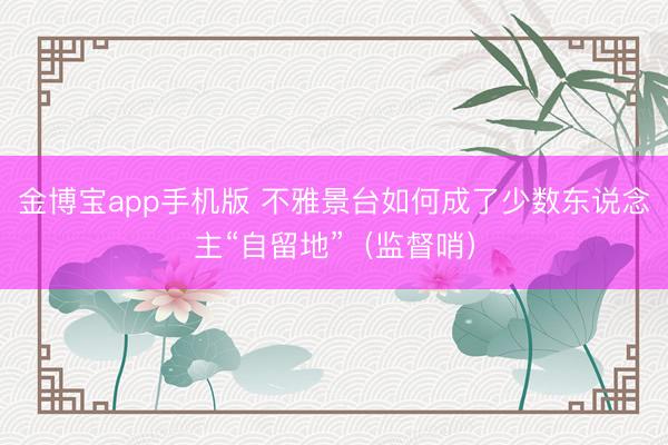 金博宝app手机版 不雅景台如何成了少数东说念主“自留地”(监督哨)
