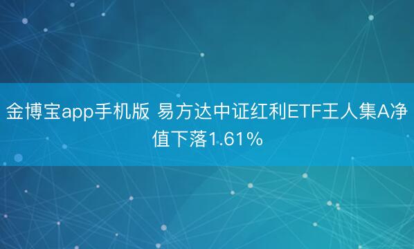 金博宝app手机版 易方达中证红利ETF王人集A净值下落1.61%