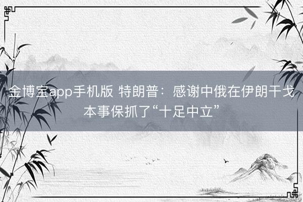 金博宝app手机版 特朗普：感谢中俄在伊朗干戈本事保抓了“十足中立”